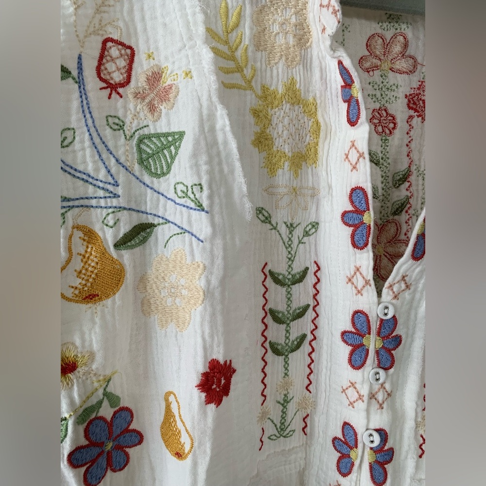 Johnny Was white Felicity Tunic embroidered blouse shirt NWOT size M - Picture 10 of 11
